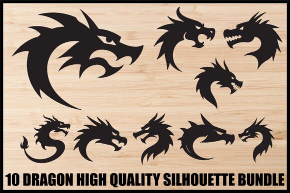 10 Tribal Dragon Head Bundle: Bold Vector Art for Makers and Designers