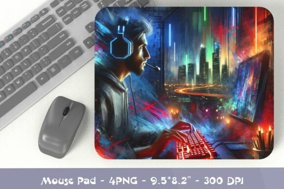 Gamer Mouse Pad Design – Neon City Vibes