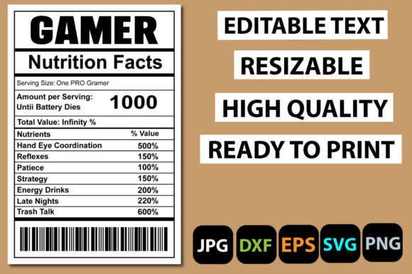 Gamer Nutrition Facts Label: The Ultimate Inside Joke That Speaks Fluent Controller