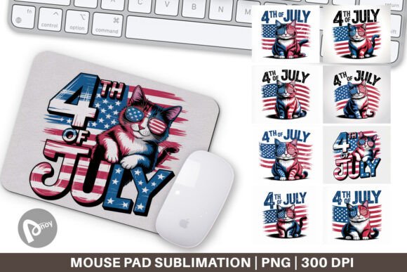 Mouse Pad 4th of July Cat: Patriotic Desk Style